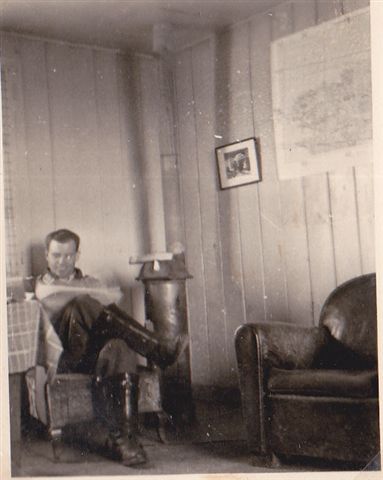 Inside the standby barrack at Brest, a pilot takes a rest