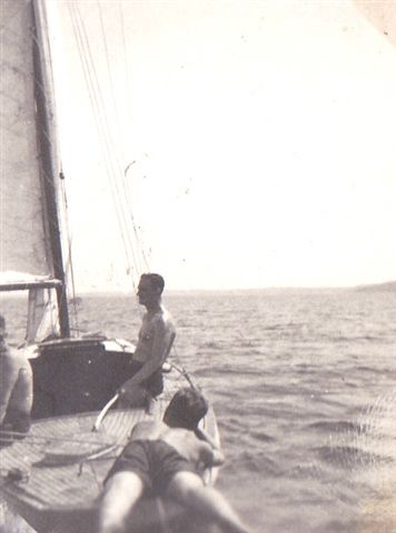 Recreation in Lake Cazau in their own sailboat. 