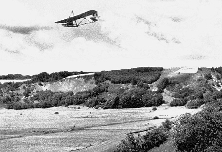 Gliding down from a higher hill for a smooth landing.