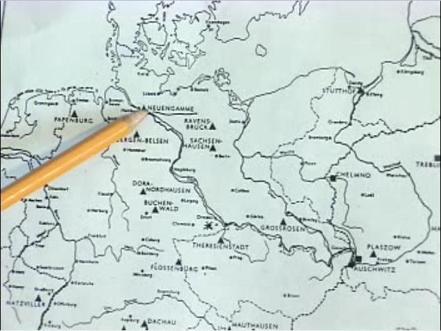 Map showing Neuengamme far up in northwest Germany