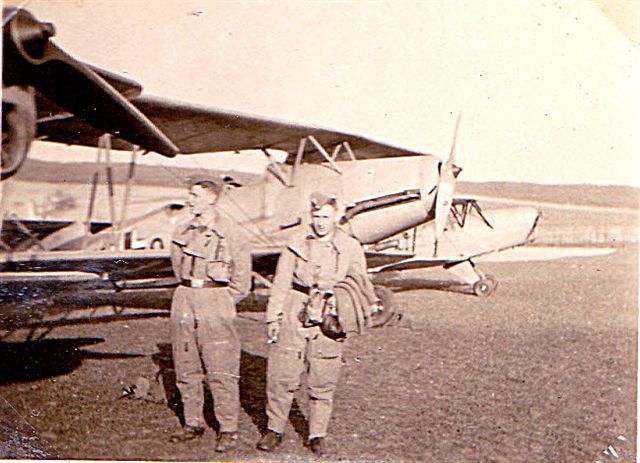 Poldi (on left) and fellow airman returning from a cross-country flight