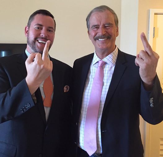 Vincente Fox, right, and Ben Mathis, host of Kickass Politics Podcast.