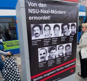 Public poster in German city with pictures of the Turkish "victims" reads: "Murdered by the NSU-Nazi-Murderers!"