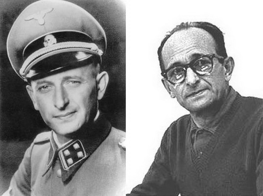 Adolf Eichmann as an SS officer in 1942 and in Jewish captivity 20 years later.