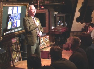 Henry Fenichel, top speaker, wears a yellow Star of David