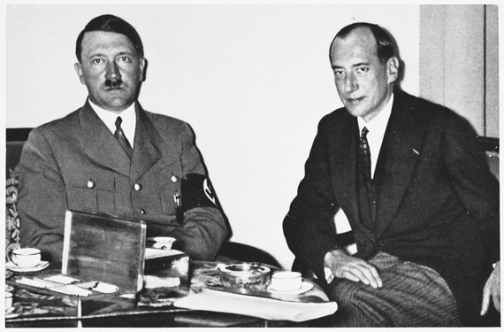 Hitler meets with Polish Foreign Minister Josef Beck in 1937. Beck was a chain smoker and Hitler, who mostly refused to allow smoking in his presence, made an exception for Beck but doesn't seem too happy about it.
