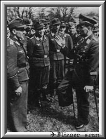 April 1945: Rudel returns to his squadron without his leg, but undeterred.