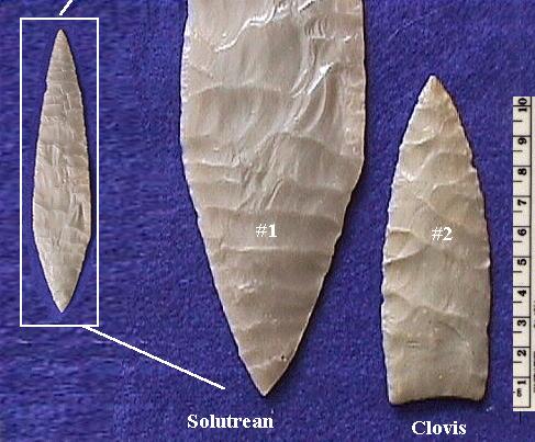 Solutrean and Clovis point comparison.