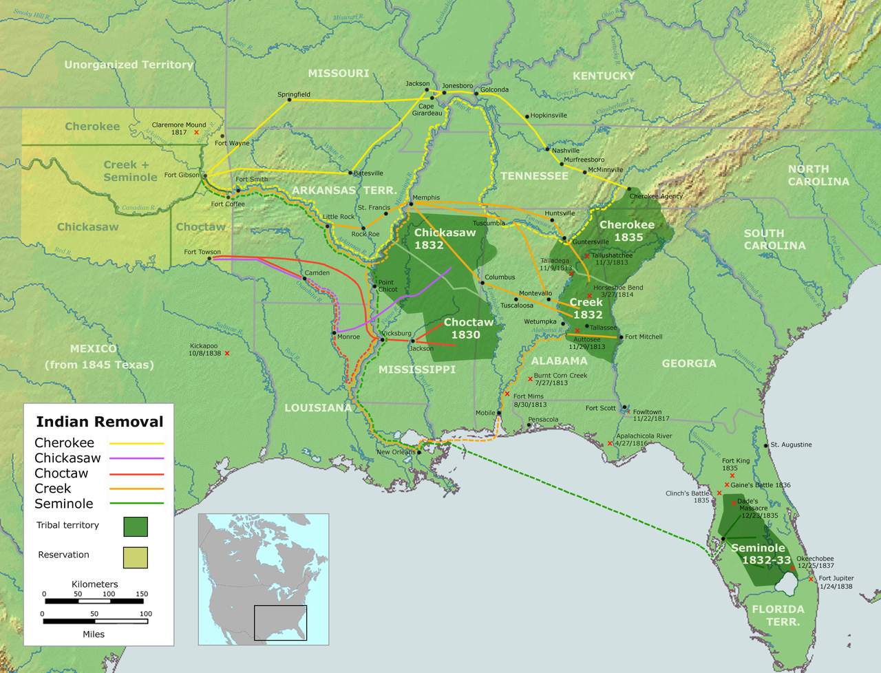 "Trail of Tears" map