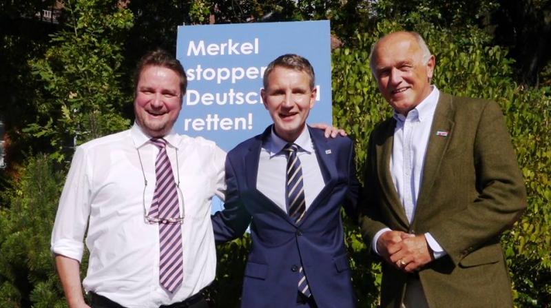 Andreas Wild, Björn Höcke, Hans-Joachim Berg of the Alternative fur Deutschland party in Thuringia.