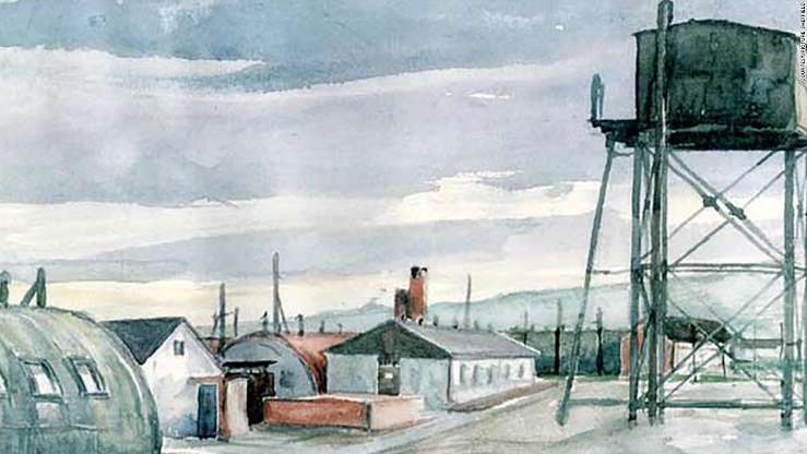 A painting by Heinz Georg Lutz while a prisoner at Lodge Moor POW camp in Scheffield, England