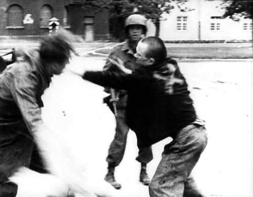 Freed prisoner fighting with German soldier (1)