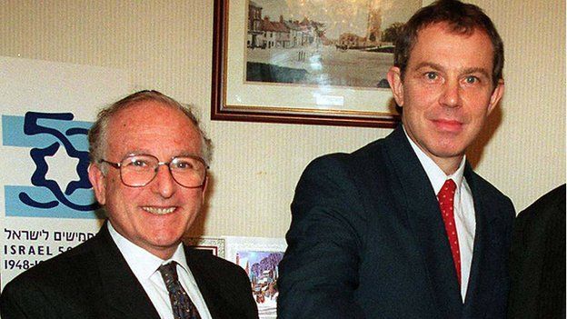 Greville Janner and Tony Blair in 1998.