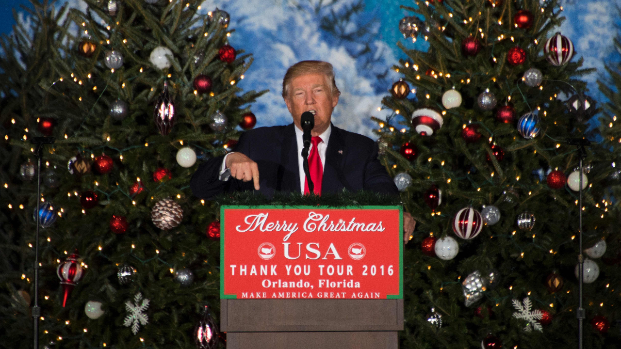President-elect Donald Trump speaks to supporters at a rally in Orlando, Florida 