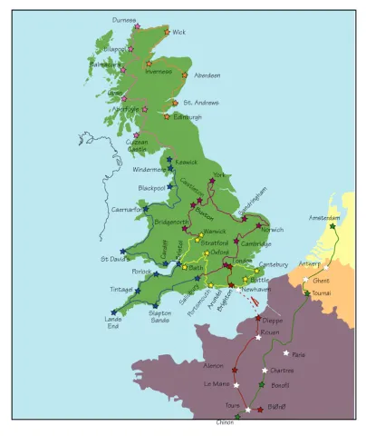 Map of England and coast of France