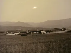 Gliders that brought airborne troops grouped at the lower fields around Drvar