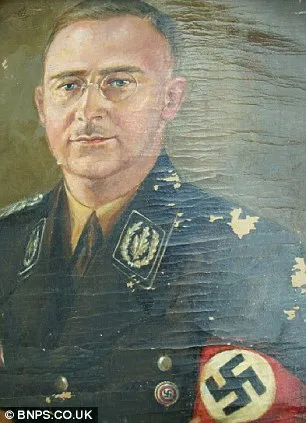 This oil painting of Himmler shows blue eyes and blondish hair.