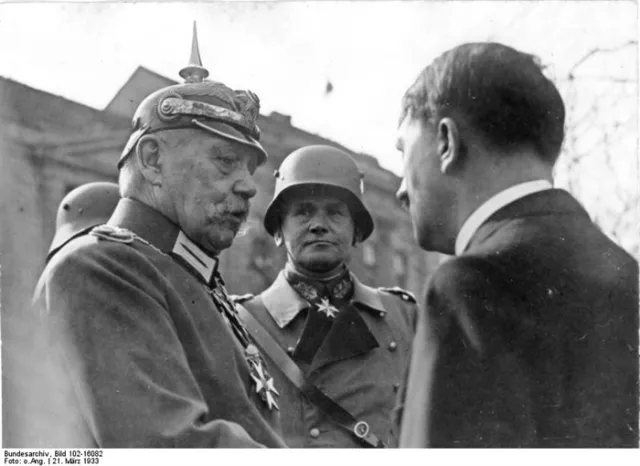 Hindenberg and Blomberg meeting Hitler