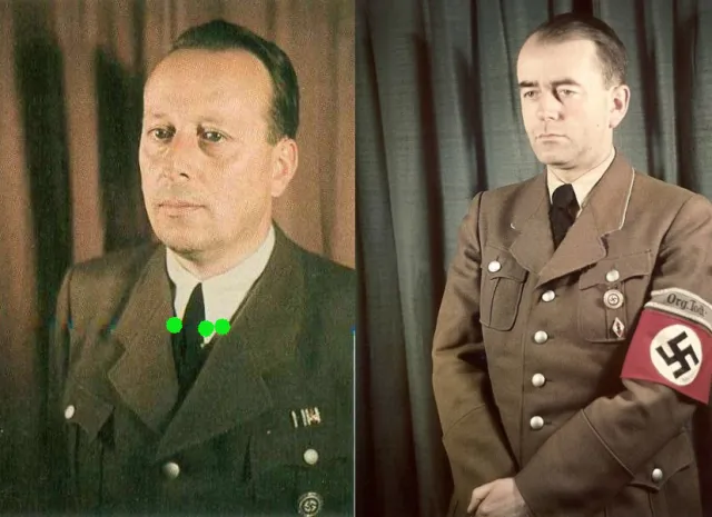 Hermann Giesler on left; Albert Speer on right, both in their NSDAP uniform and wearing the Golden Party Badge.