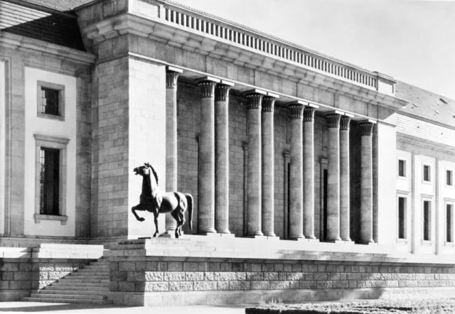 The Josef Thorak bronze horses adorned the terrace of Hitler's study in the New Reich Chancellery after it was completed in 1939.