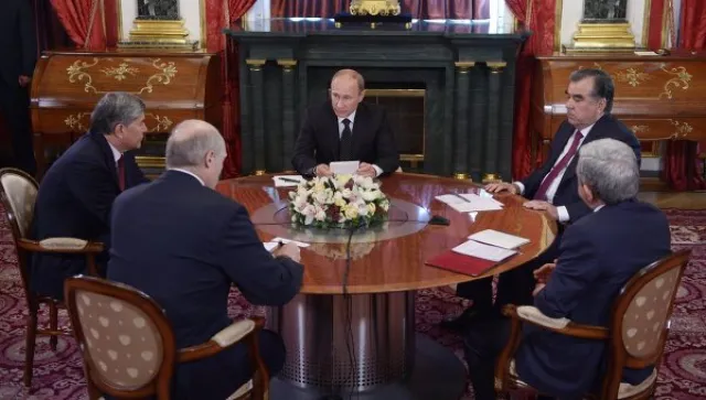 Putin, during a meeting with leaders of Armenia, Tajikistan, Kyrgzstan and Belarus on May 8, 2014