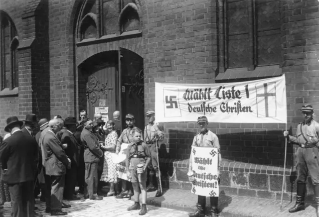 NSDAP Members outside busy church in Berlin